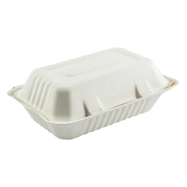 9″ x 6″ x 3.19″ Hinged Bagasse Take Out Containers