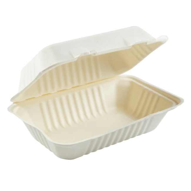 9″ x 6″ x 3.19″ Hinged Bagasse Take Out Containers