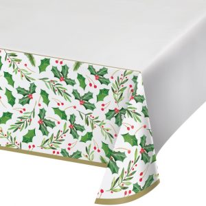 Traditional Holly 54″ x 102″ Paper Table Cover