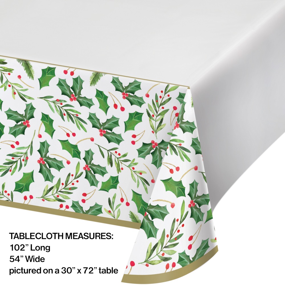 Traditional Holly 54″ x 102″ Paper Table Cover