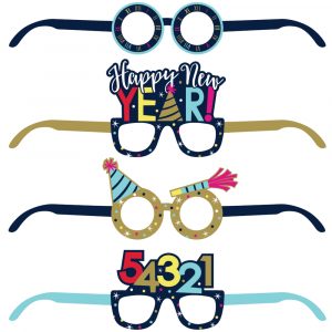 New Year Printed Paper Eyeglasses 4/pkg