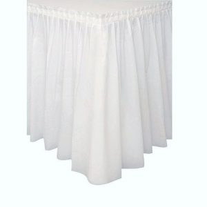 White Self-Adhesive Plastic Table Skirt 29″ x 13′
