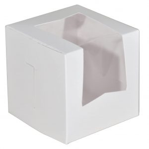 4″ x 4″ x 4″ White Bakery Boxes w/ Window 20/pkg