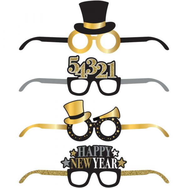 New Year Deluxe Printed Paper Eyeglasses 4/pkg