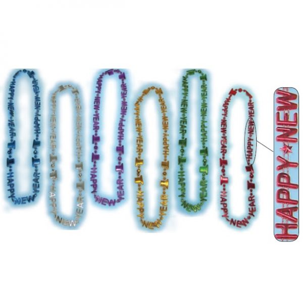 36″ Assorted Metallic Happy New Year Beads