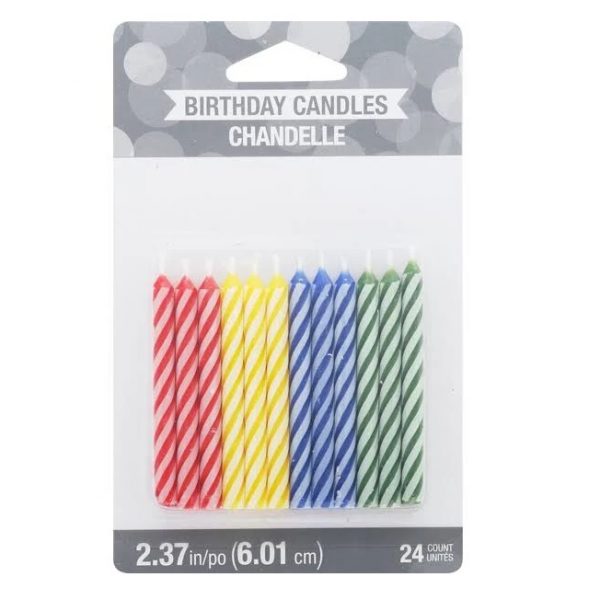 2.5″ Multi-Color Spiral Birthday Candles 24/pkg
