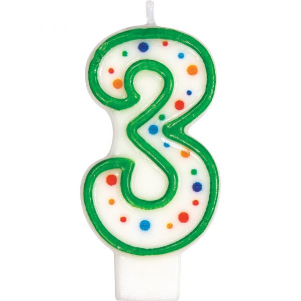 #3 Polka Dot Birthday Candle