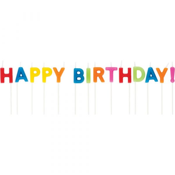 3″ Brights “Happy Birthday!” Pick Candles