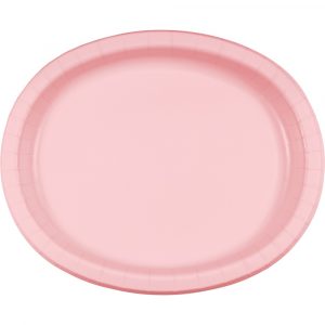 Classic Pink 10″ x 12″ Oval Paper Plates 8/pkg