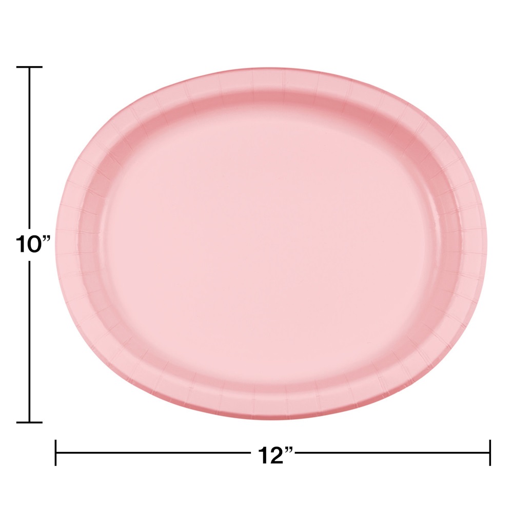 Classic Pink 10″ x 12″ Oval Paper Plates 8/pkg