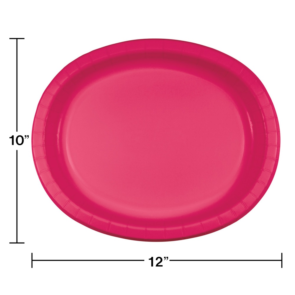 Hot Magenta 10″ x 12″ Oval Paper Plates 8/pkg