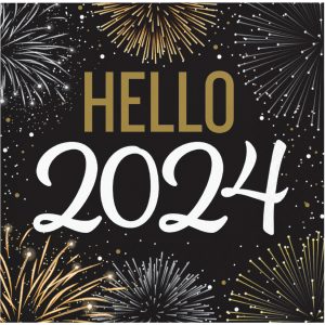 Elegant New Year 2-ply 2024 Beverage Napkins 16/pk