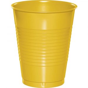 16 oz School Bus Yellow Plastic Cups 20/pkg