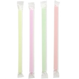 9″ Wrapped Neon Plastic Extra Wide Boba Straws