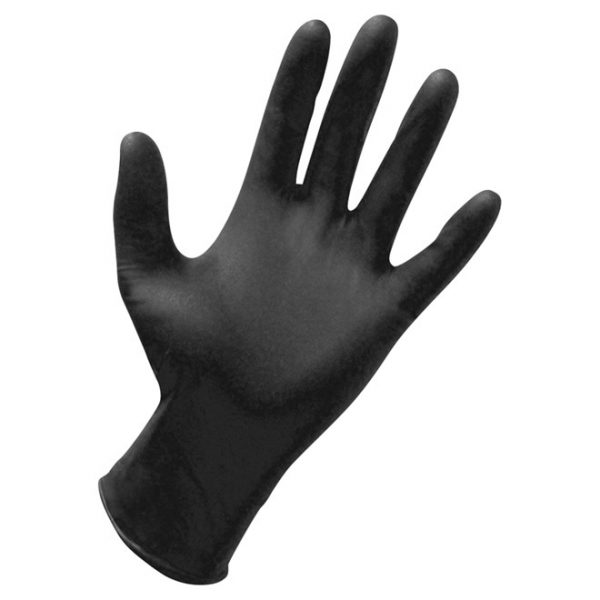 Medium Black Nitrile Gloves 3 mil Pwdr Free 100ct