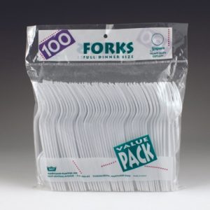 Heavy Duty White Polystyrene Plastic Forks 100ct