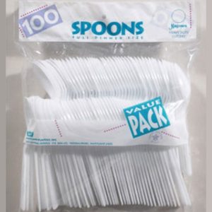 Heavy Duty White Polystyrene Plastic Spoons 100ct