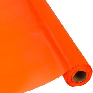 Table Mate 40 x 300' Tangerine Plastic Table Cover Roll