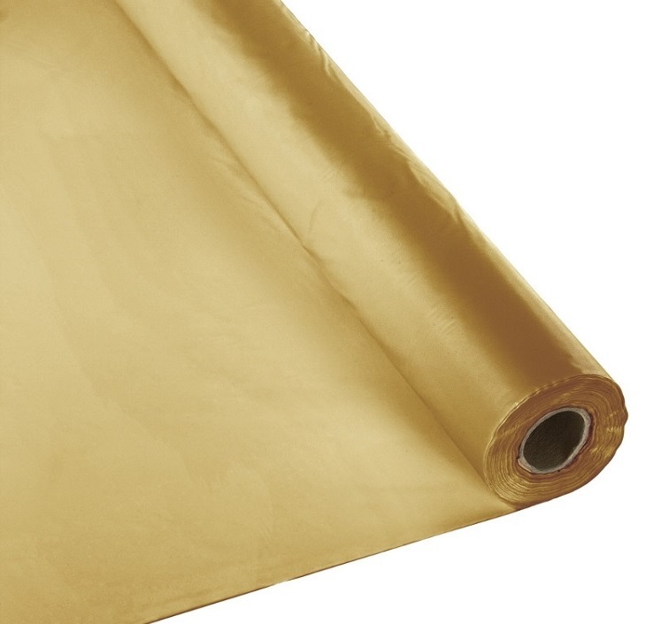Schorin Company  Metallic Gold Plastic Table Cover Roll 40 x 300