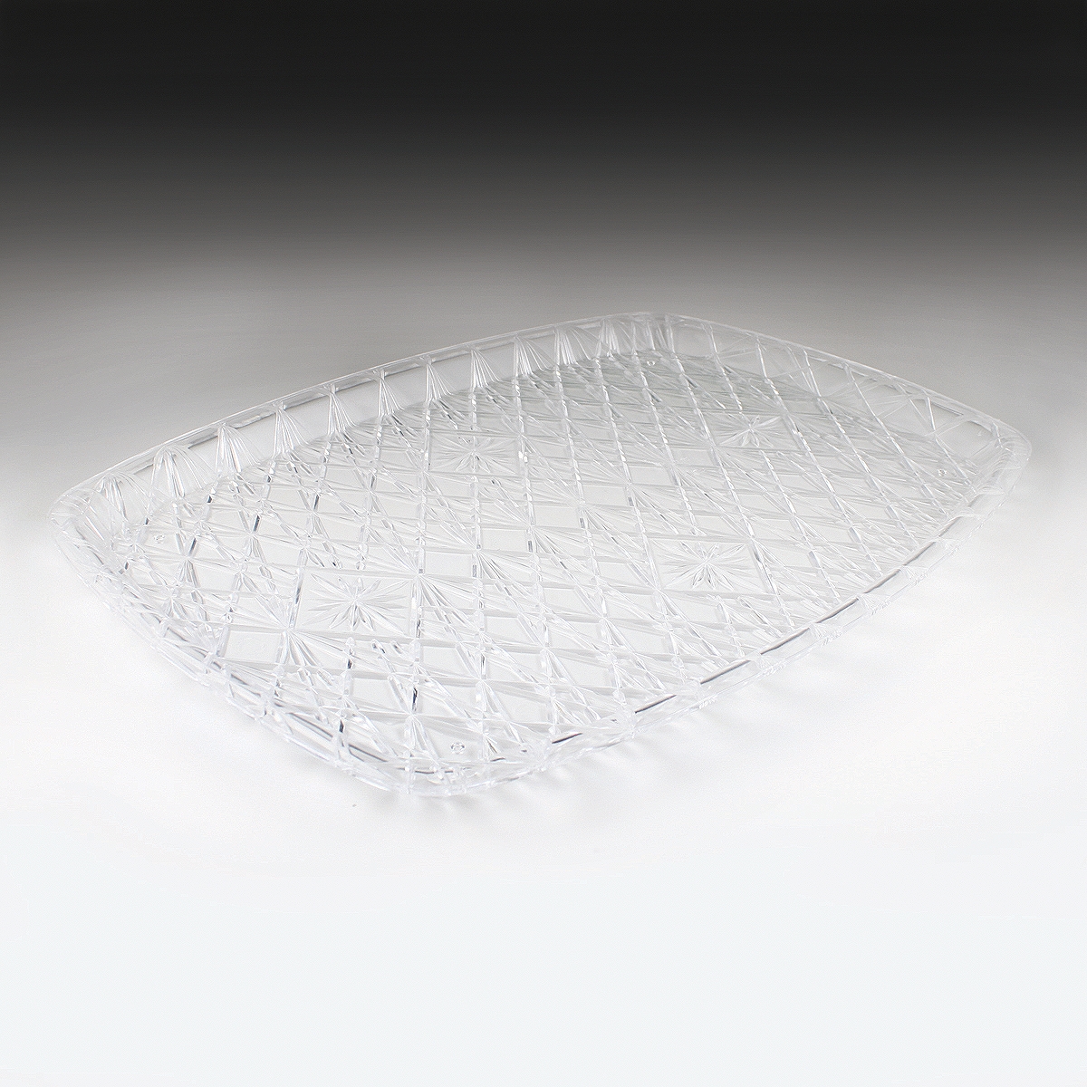 24 Trays, 16 x 11 Clear Rectangular with Groove Rim Plastic Serving Trays