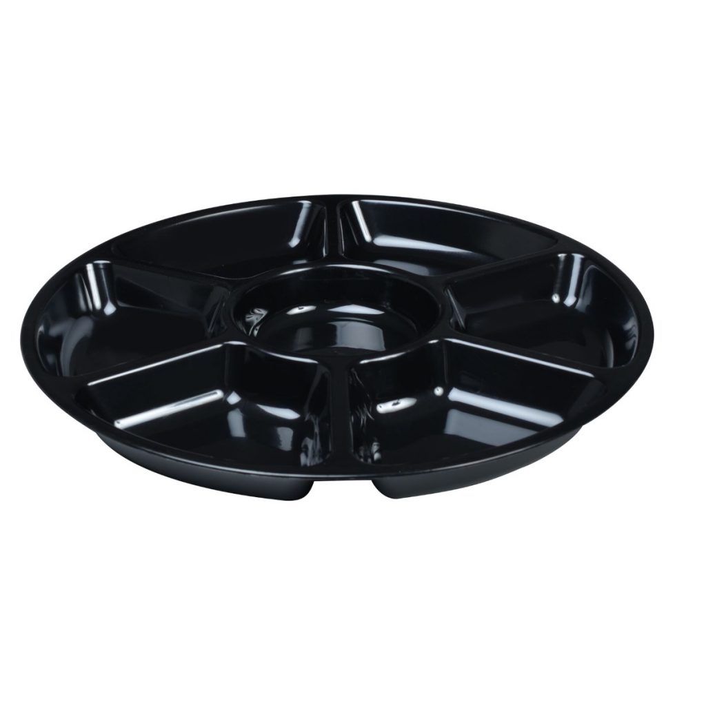 Schorin Company 16" Round Deep Black Plastic Tray