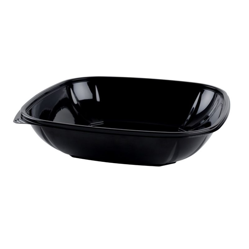 Schorin Company 80 oz Square Black PET Plastic Serving Bowl 5 lb
