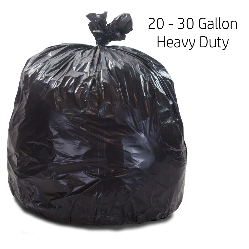 Aluf Plastics 20-30 Gallon 2 MIL Black Garbage Trash Bags - 30 x