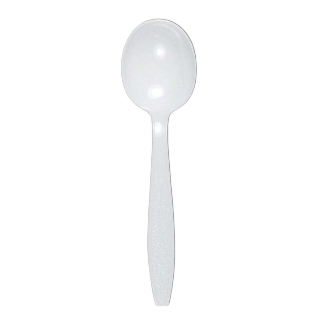 Schorin Company Heavy Duty White Plastic Soup Spoons 1000/cs Bulk Schorin Company